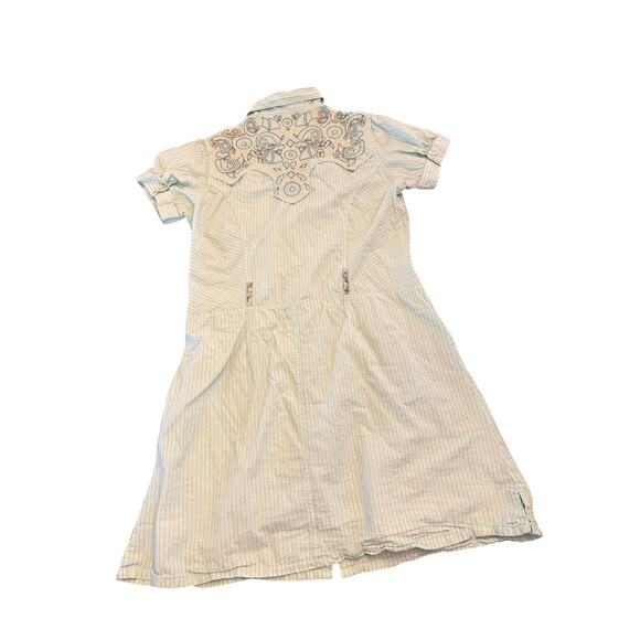 Cowgirl Coastal Country Pearl Button Y2K Western Embroiderd Teal Dress Size M - Picture 2 of 9